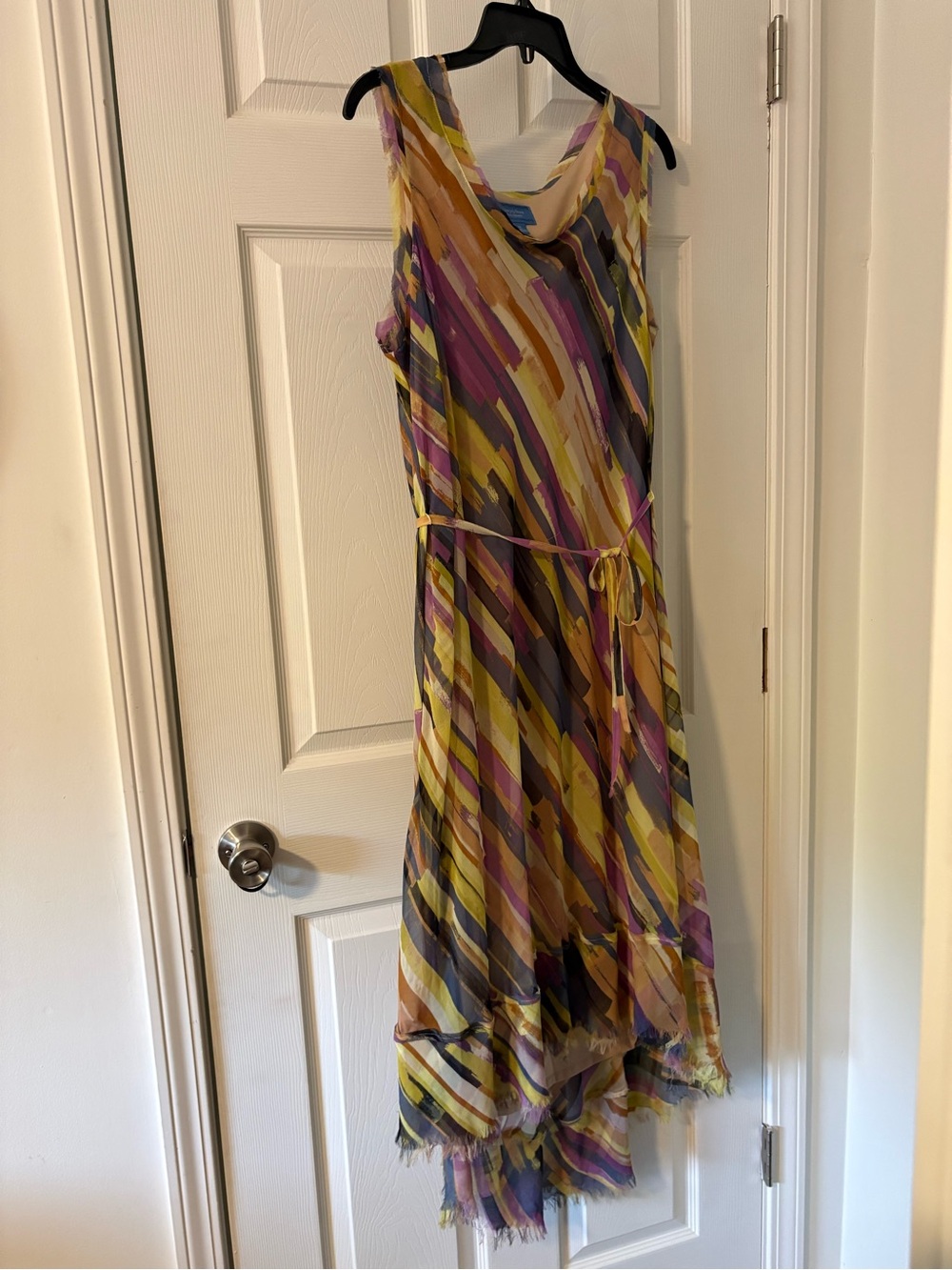 Simply Vera Vera Wang Yellow Purple Pink Striped High-Low Dress